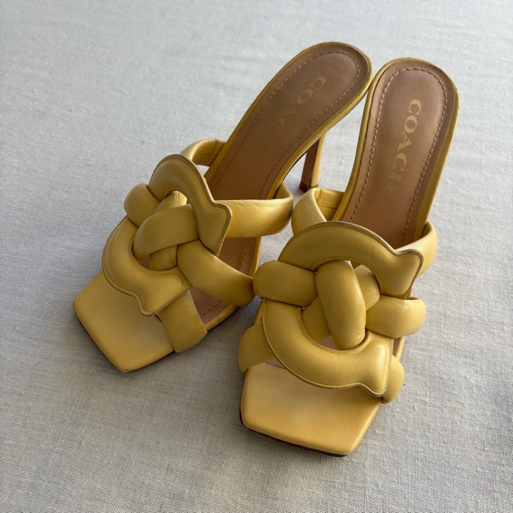 Coach Kellie Butter Yellow Leather Sandal 6.5 | Minimal Chic - Picture 1 of 11